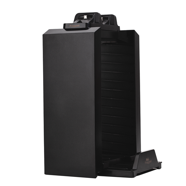 FroggieX FX-P4-C1-B Charge &amp; Disc Tower PS4 dual töltőállomás + lemez tartó állvány