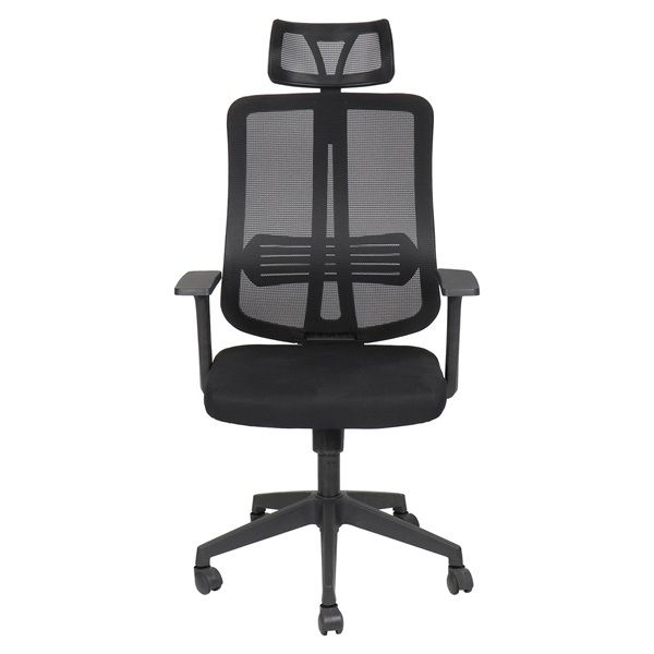 IRISOffice Felix fekete, ergonómikus, szövet-hálós irodai forgószék fejtámasszal