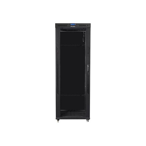 Lanberg FF01-8842-12BL 19" 42U SZÉL:800mm MÉLY:800mm MAG:2097mm LCD lapraszerelt üvegajtós fekete rack szekrény