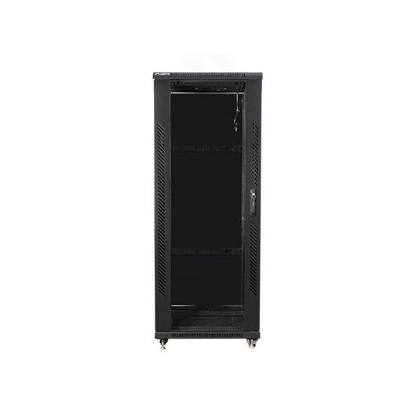 Lanberg FF01-6832-12B 19" 32U SZÉL:600mm MÉLY:800mm MAG:1603mm lapraszerelt üvegajtós fekete rack szekrény