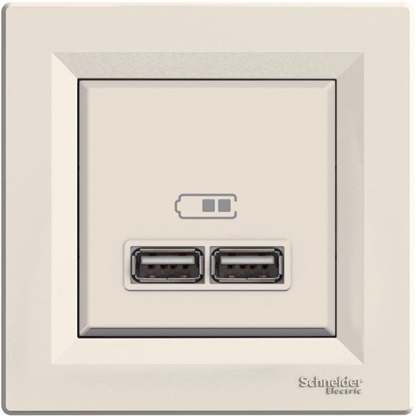 Schneider EPH2700223 ASFORA 2.1A/A+A/bézs dupla USB töltő