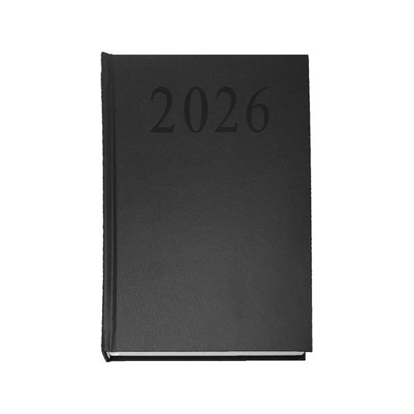 2026 A5 napi beosztású fekete határidőnapló