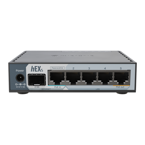 MikroTik hEX S (2025 verzió) E60iUGS L4 512MB 5xGbE LAN 1x2.5 GbE SFP port router