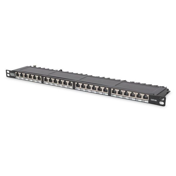 DIGITUS 19" 0,5U 24port Cat.6 HD kompakt fekete árnyékolt Patch Panel
