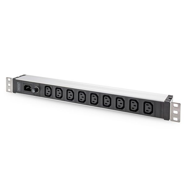 DIGITUS DN-95429 19" 1U PDU 230V 10A 9xIEC C13 aljzat IEC C14 csatlakozó 2m elosztósor