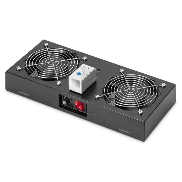 DIGITUS DN-19 FAN-2-WM-T-SW 2-es termosztátos fekete tetőventilátor Unique/Dynamic/SOHO rackszekrényhez