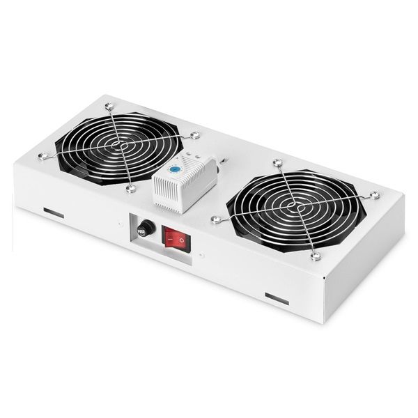 DIGITUS DN-19 FAN-2-WM-T 2-es termosztátos szürke tetőventilátor Unique/Dynamic/SOHO rackszekrényhez