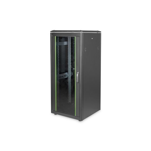 DIGITUS Rack Unique 19" 26U 1342x600x600mm üvegajtós fekete álló rack szekrény