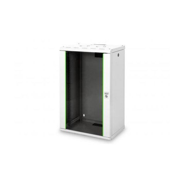 DIGITUS Rack Unique 19" 20U 998x600x450mm üvegajtós szürke fali rack szekrény