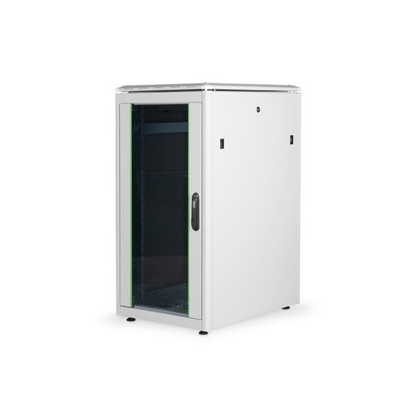 DIGITUS Rack Unique 19" 22U 1164x600x800mm üvegajtós szürke álló rack szekrény
