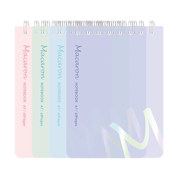 Deli Macaron A7 60 lapos színes vonalas spirál notesz