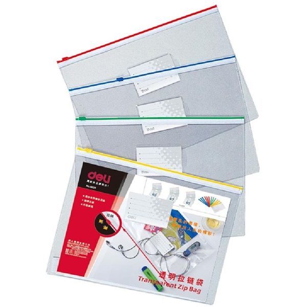 Deli Start PVC A4 húzózáras vegyes színekben irattartó tasak