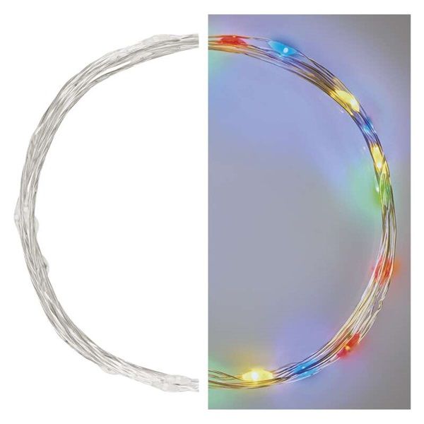 Emos D3AM04 LED 1,9 m/20LED/beltéri/2xAA/időzítős/többszínű nano karácsonyi LED fényfüzér