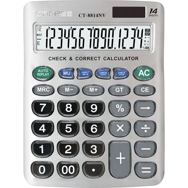 CTIFREE CT-8814NV ezüst színű számológép, 155x203mm, 14 számjegy, dual power, 2 év garancia