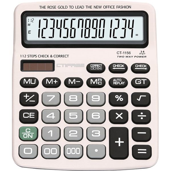 CTIFREE CT-1156 számológép, 155x195mm, 14 számjegy, dual power, 2 év garancia