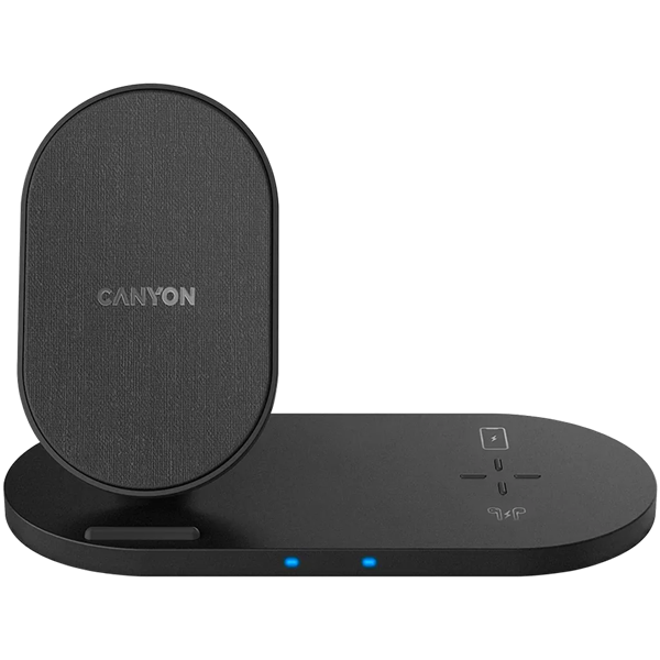Canyon WS-202 2-in-1 15W univerzális vezeték nélküli töltő adapter fekete (Qi)