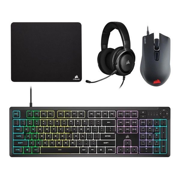 Corsair CH-9226F65-NA 4in1 vezetékes fekete gamer billentyűzet + egér + fejhallgató + egérpad