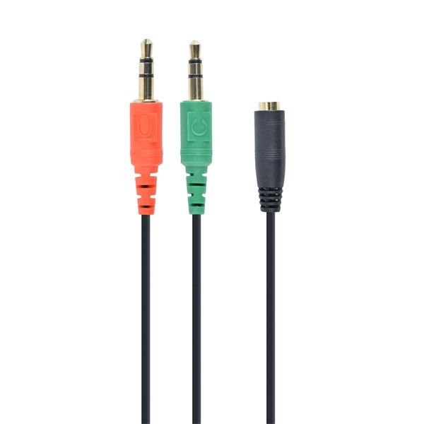 Gembird 20cm 2db Jack stereo 3,5mm -&gt; Jack stereo 3,5mm (4pin) M/F fekete adapter