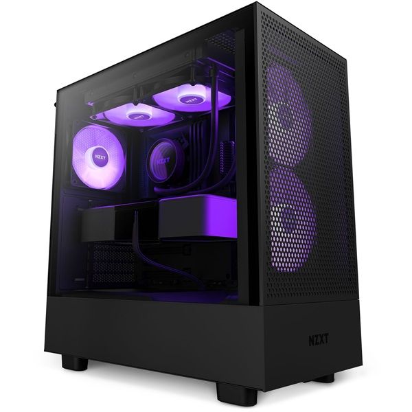 NZXT H5 Flow 2023 RGB All Black Edition Fekete (Táp nélküli) ablakos ATX ház
