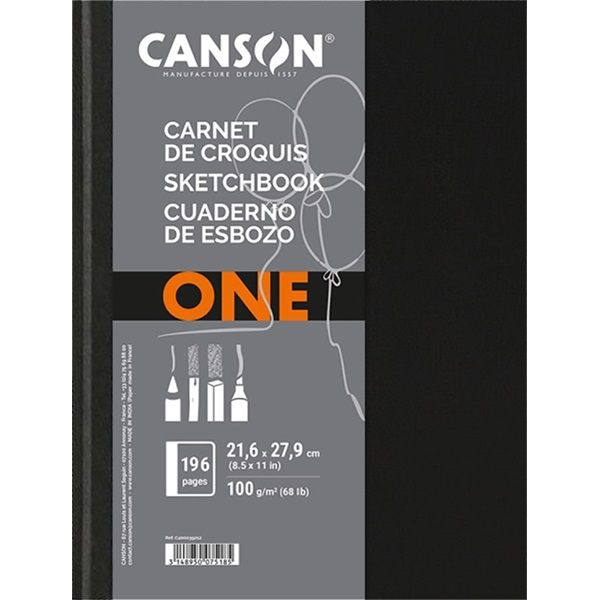 Canson One 21,6x27,9 cm, álló, 100 g/m2, ragasztott fehér rajzpapírfüzet