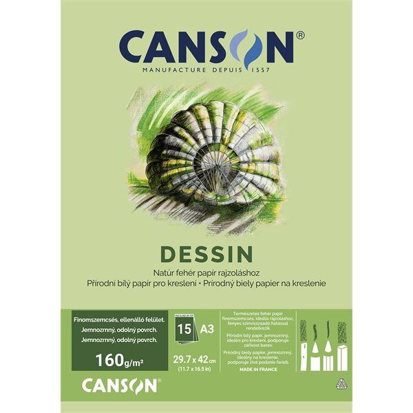 Canson A3 160g, 15 ív rajzpapír blokk