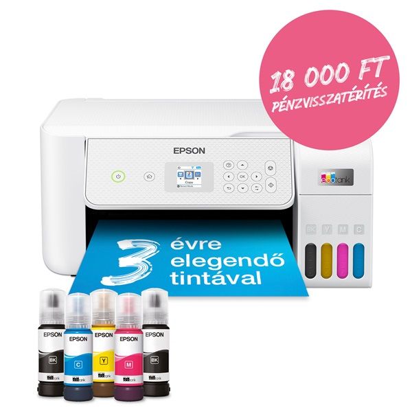 Epson EcoTank L3286 színes nyomtató MFP, WiFi/USB, 8100/6500 oldal tinta a dobozban