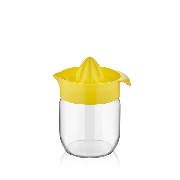 IRIS C-00136 Fresia citromfacsaró üveg tárolóval 425ml, narancs vagy citromsárga színű