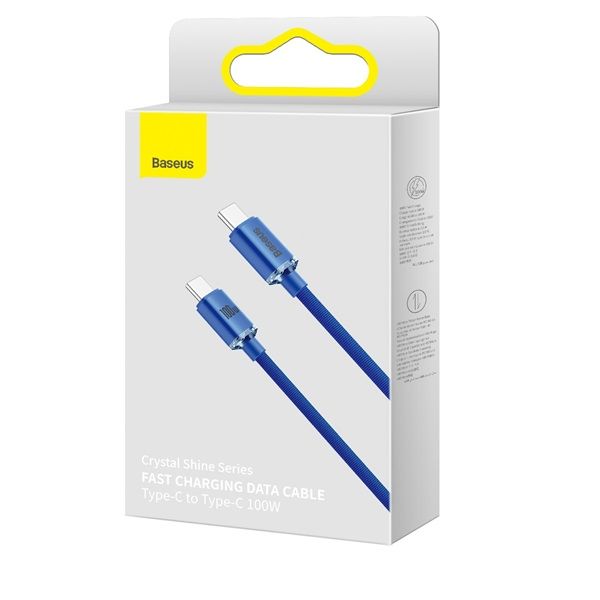 Baseus Crystal Shine Series CAJY000603 USB-C - USB-C 100 W, 1.2m, kék gyorstöltő kábel