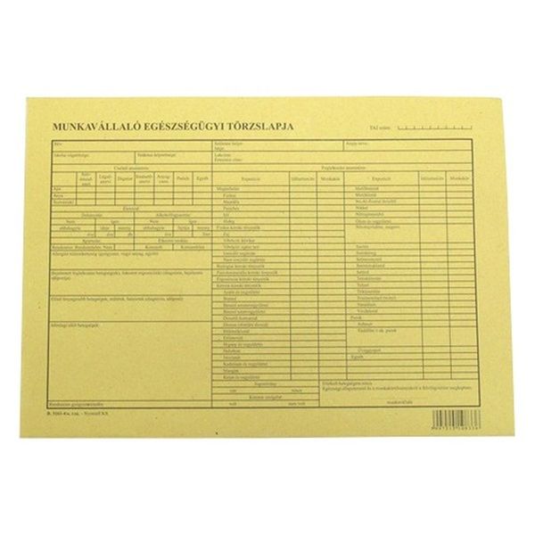 B.3161-4/UJ 290x195 "Munkavállaló egészségügyi törzslapja" nyomtatvány