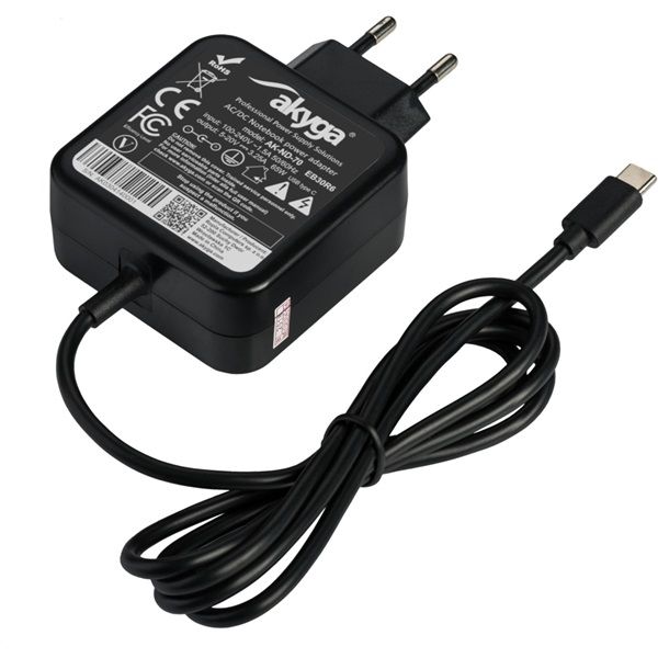 Akyga AK-ND-70 5-20V/3-3,25A/65W USB Type-C Univerzális notebook hálózati töltő