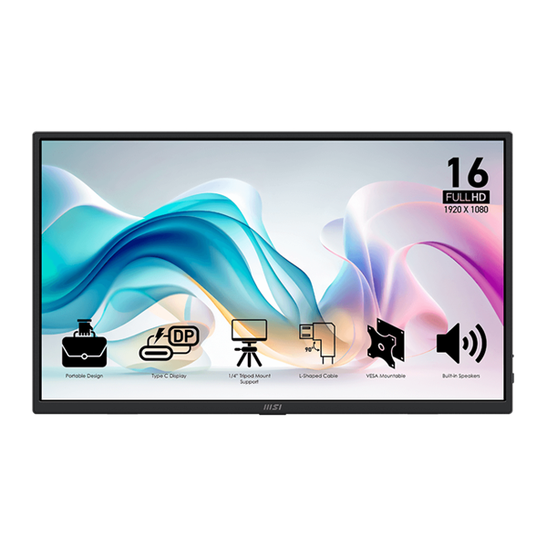 MSI 15,6" PRO MP165 E6 FHD IPS USB-C/miniHDMI fekete monitor