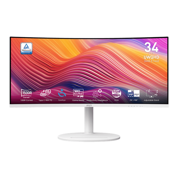MSI 34" MD342CQPW Business Modern UWQHD VA 100Hz HDM/DP fehér ívelt monitor