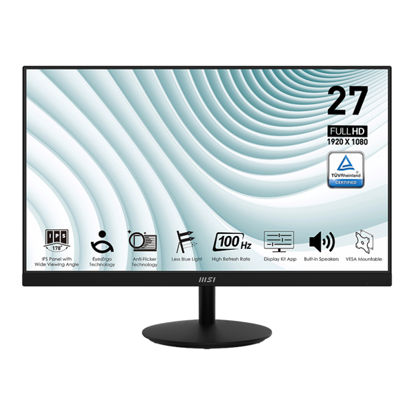 MSI 27" Business PRO MP271A FHD IPS 100Hz DP/HDMI/VGA fekete monitor