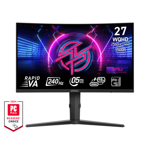 MSI 27" MPG 275CQRXF QHD Rapid VA 240Hz HDMI/DP/USB-C ívelt gamer monitor
