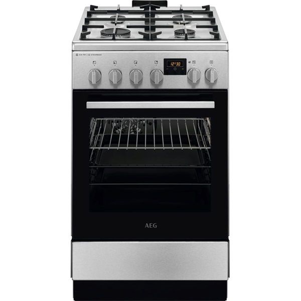 AEG CKB56490BM inox, szabadonálló, gáz, kombinált, főzőzóna: 4, sütő:58L, grill, tűzhely