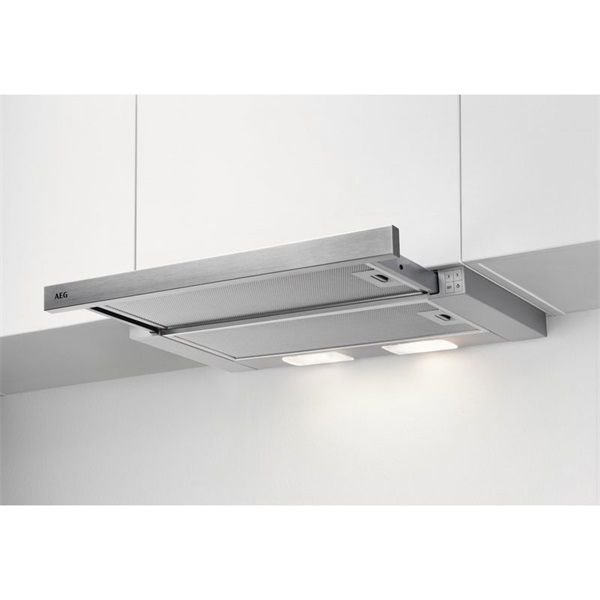 AEG DPB3632S inox, beépíthető, kihúzható, méret:60cm, teleszkópos, zajszint:48dB, páraleszívó