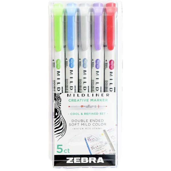 Zebra Mildliner Cool&amp;Refined 5db-os kettős végű szövegkiemelő készlet