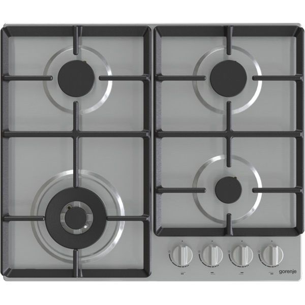 Gorenje GW641EX inox, beépíthető, gáz, főzőzóna: 3 +1 wok égőfej, beépíthető méret: 56cm, főzőlap