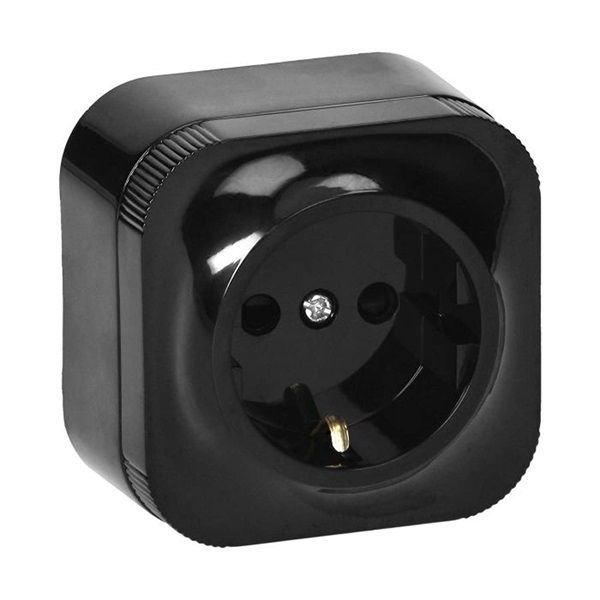 Anco 7205B IP20 falon kívüli 1-es fekete földelt dugaszolóaljzat
