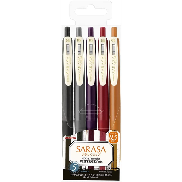 Zebra Sarasa Clip 0,5 Vintage2 5 Colour Set zselés toll