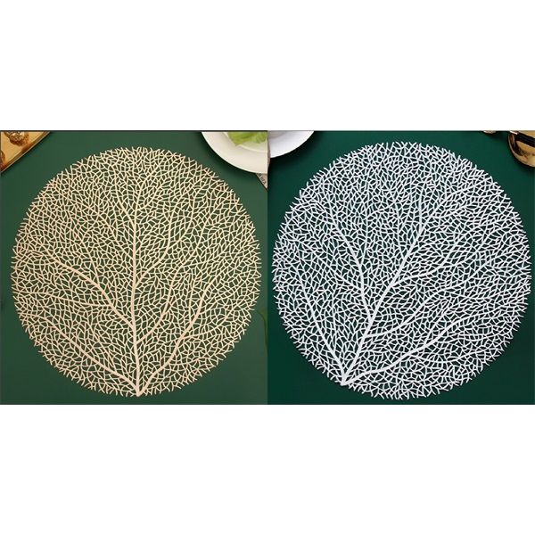 IRIS műanyag alátét, kerek, fa, arany vagy ezüst 38 cm