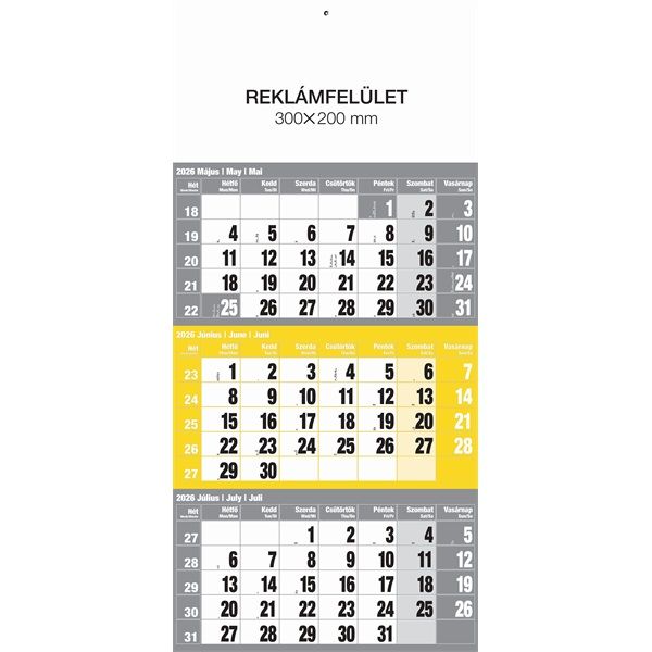 Realsystem 2026 6061 12lapos sárga speditőr naptár