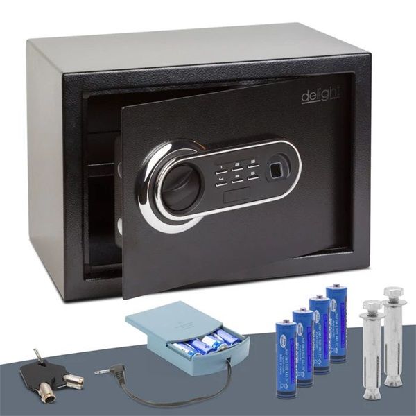 Delight 352x250x252mm ujjlenyomat olvasóval és gombsorral digitális széf