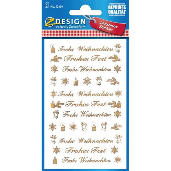 Avery 52391 2 ív arany feliratok karácsonyi átlátszó fólián matrica