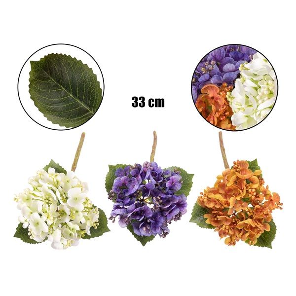 IRIS dekor virág hortenzia szálas 3 szín