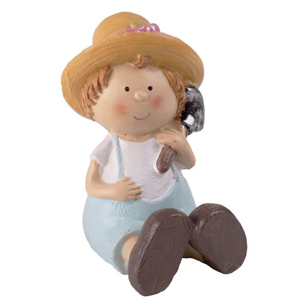 IRIS dekor műgyanta fiú ülő+ásó kék 5,5x8cm