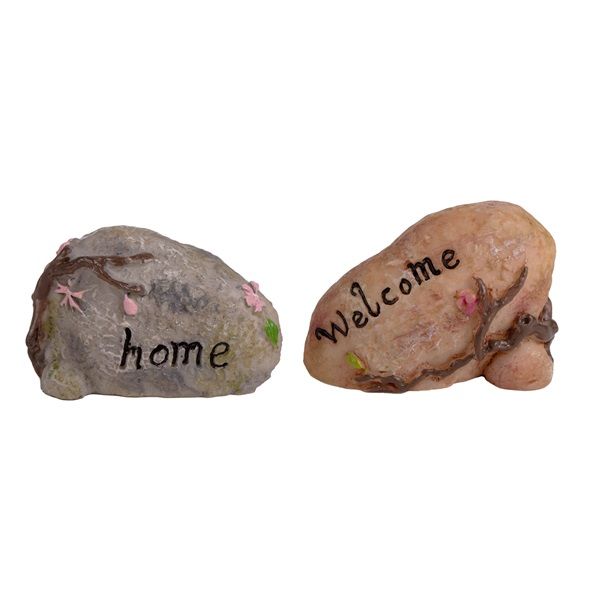 IRIS dekor műgyanta kövek 2db "home", "welcome" barna/szürke 4cm