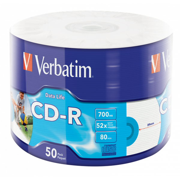 VERBATIM 43794 CD-R 700MB/52x/nyomtatható extra protection felület/egyszer írható CD 50db/csomag