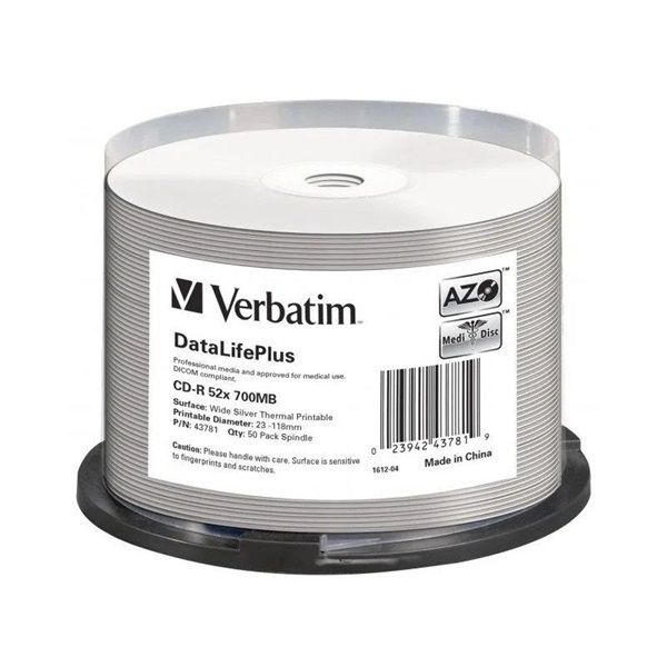 VERBATIM 43781 CD-R 700MB/52x/hő nyomtatható felület/egyszer írható CD 50db/csomag