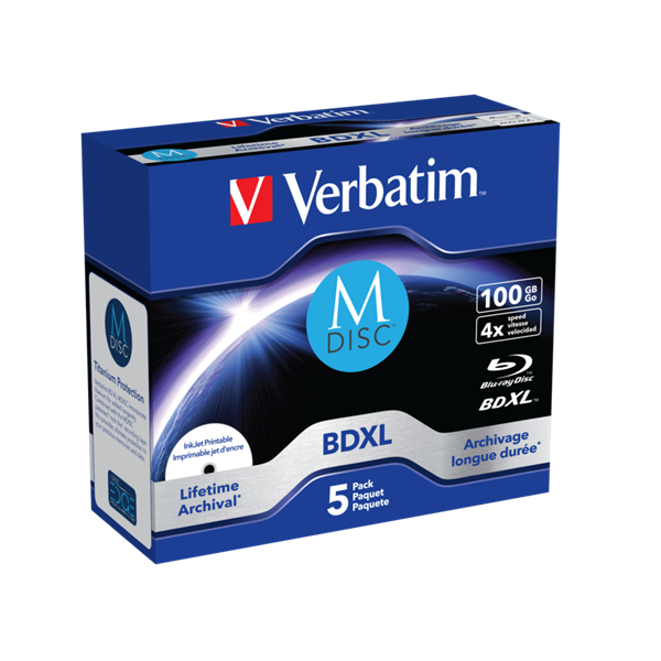 VERBATIM 43834 M-DISC BD-R 100GB/lifetime archival/4x/nyomtatható felület/egyszer írható Blu-Ray 5db/csomag